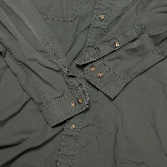 Carhartt Olive Green Cotton Long Sleeve Button Down Work Shirt Mens Size L - Picture 8 of 11